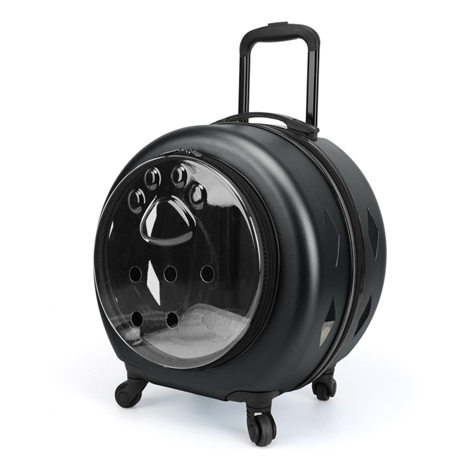 MIAOMI Transportín para Mascotas con Ruedas, maletín con Ruedas para Mascotas, Bolsa de Viaje portátil para Gatos, Mochila Transparente de Gran Capacidad para Gatos(Negra)