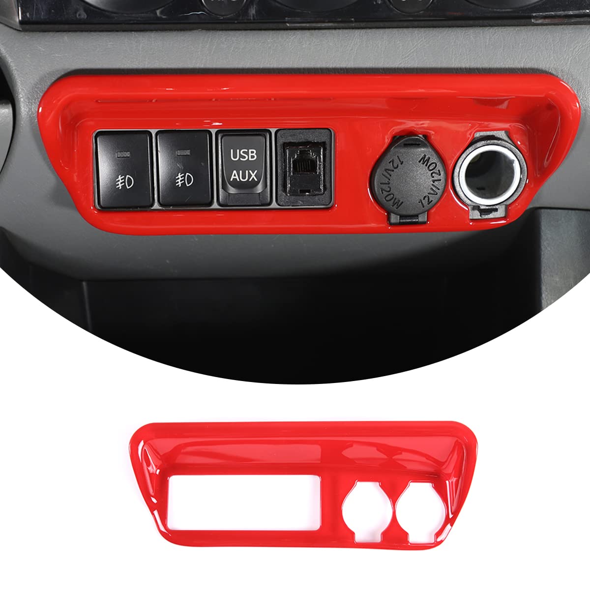 TongShengfor Toyota Tacoma 2011 2012 2013 2014 2015 Car Center Console Cigarette Lighter Frame Interior Car Accessories (red)