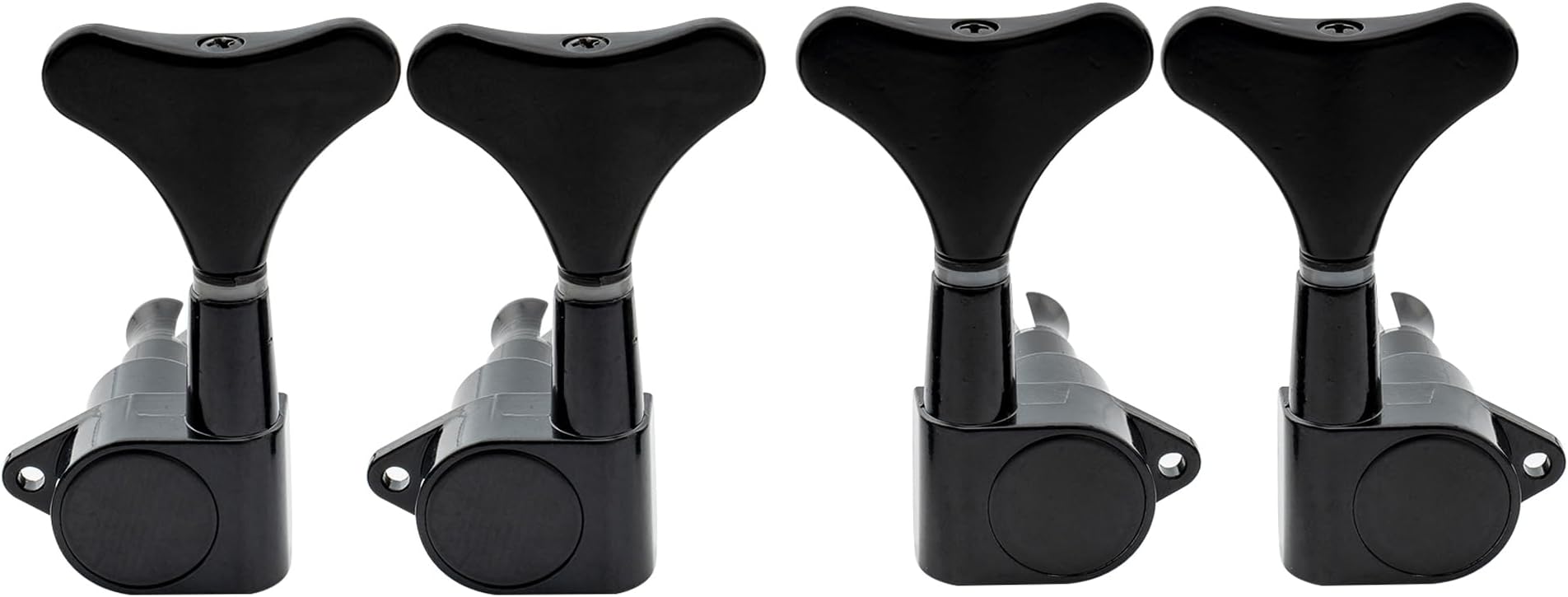 Basic 2R2L 19:1 Ratio Full Sealed Machine Heads Tuners Tuning Pegs Keys with Y-Style Button for Ibanez Style Electric Bass, Black