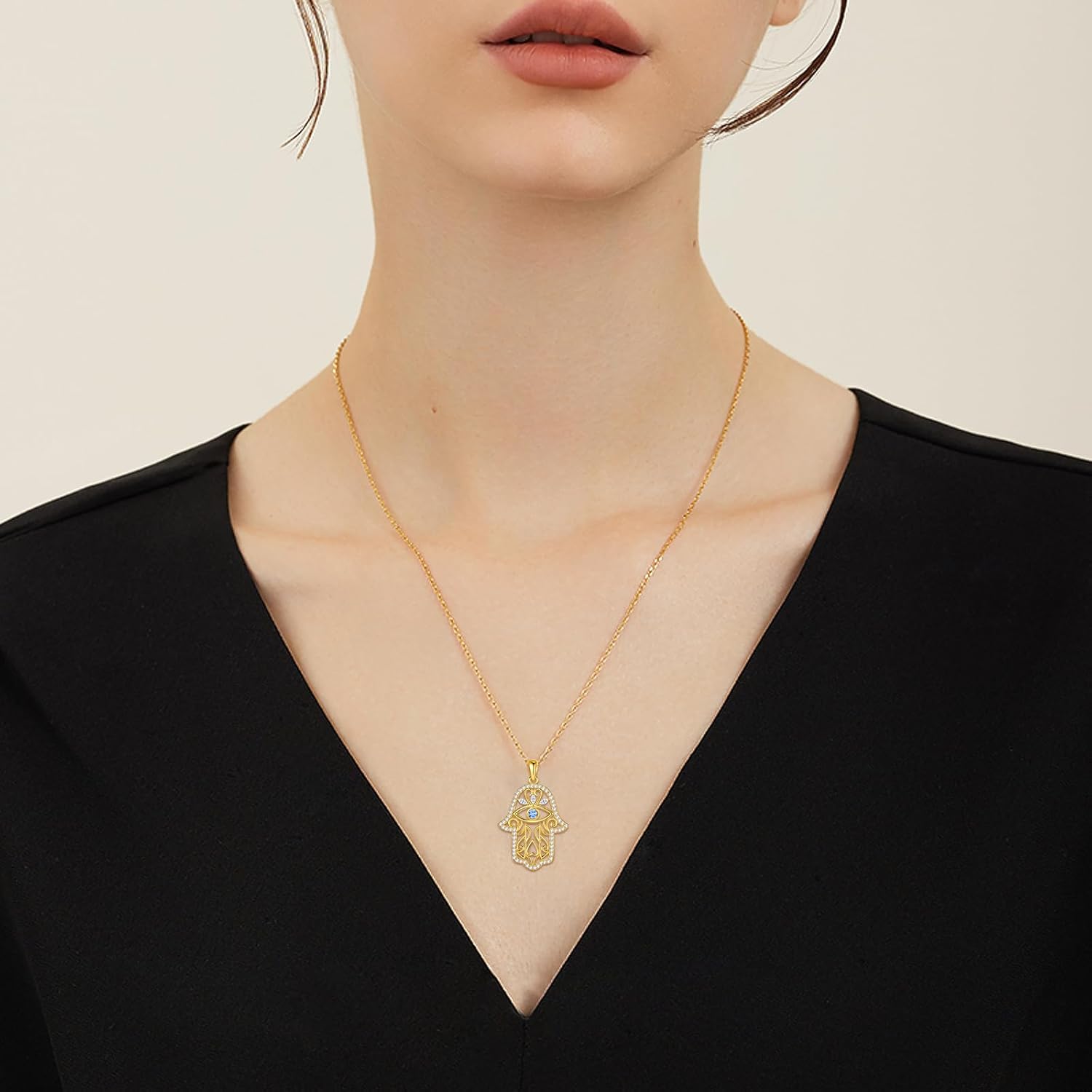 Hamsa Necklace 925 Sterling Silver Evil Eye/Lotus Flower/Star of David/Chai/Yin Yang Hamsa Hand Pendant Jewelry Hand of Fatima Gifts for Women - Image 5