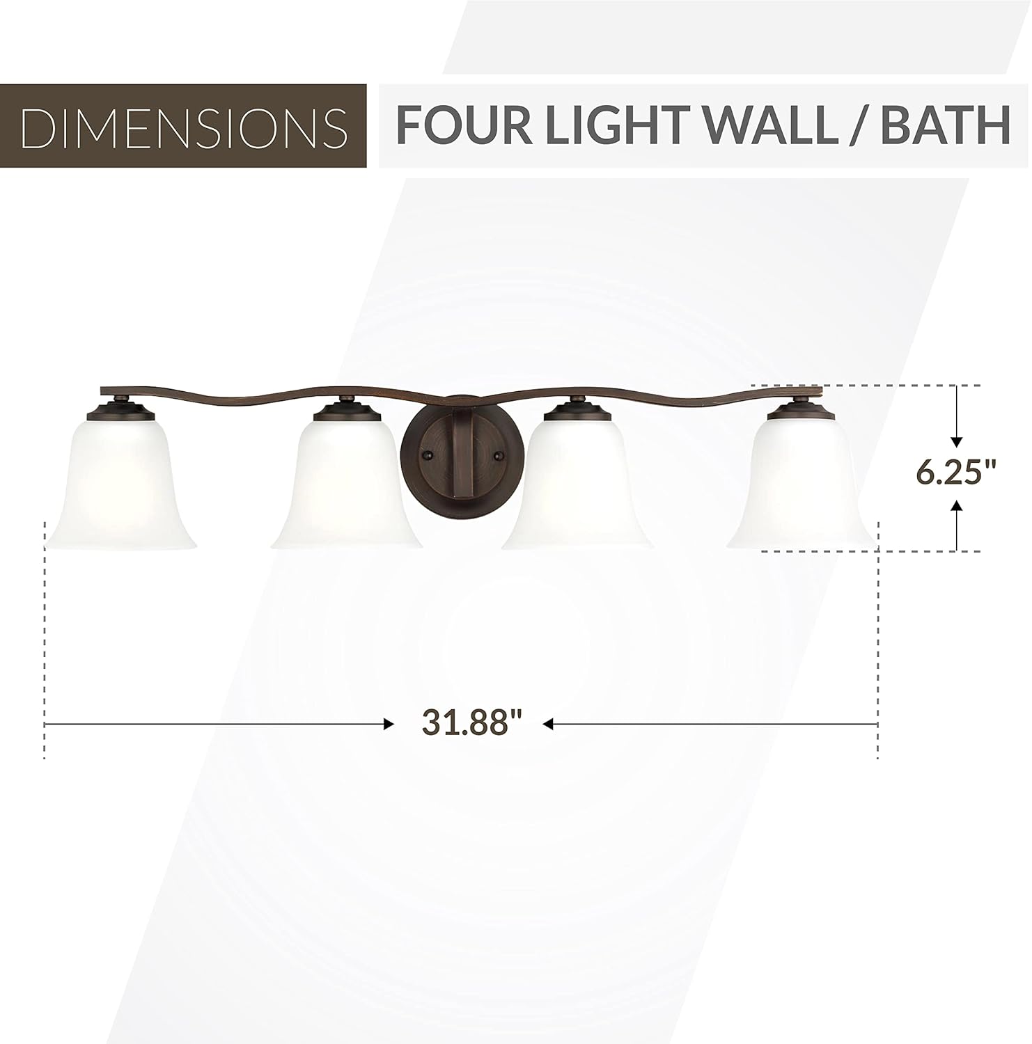Generation Lighting 4-Light Emmons Traditional Bath Fixture Wall Lamp Bronze 4439004-710, Bathroom Light Fixture for Home Décor, Wall Sconce Vanity Light Fixture and Bathroom Accessory