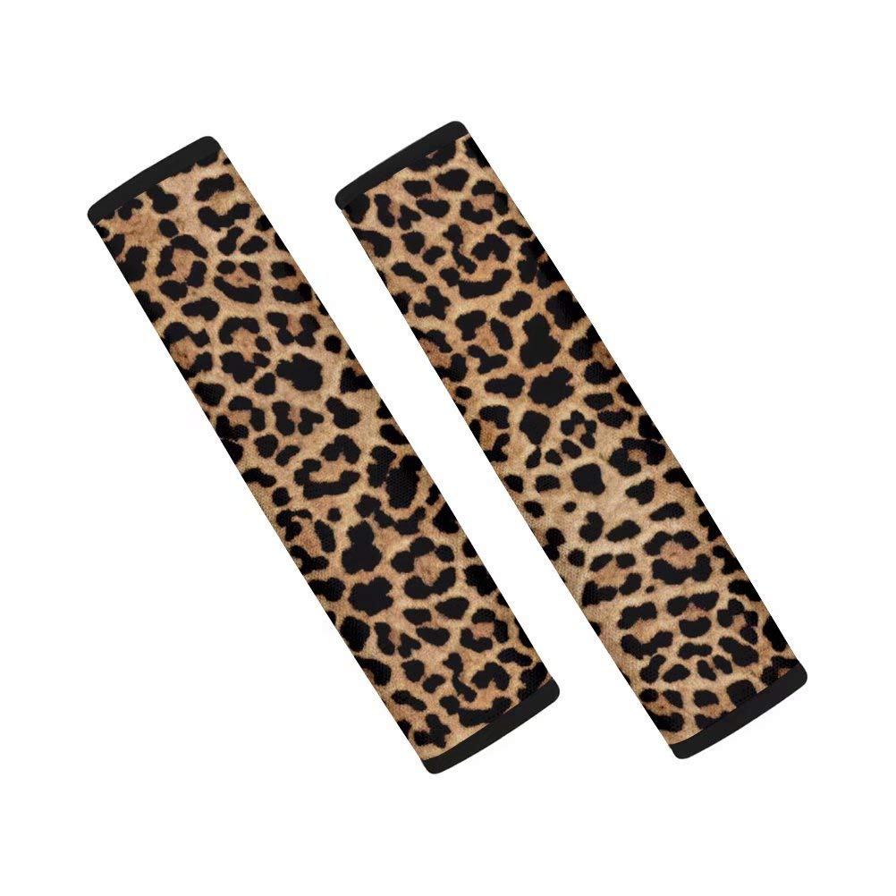 Forchrinse Leopard Print Car Seat Belt Shoulder Strap Pad Protetor 2 PCs Seatbelt Cover Cushion for SUV Van Truck