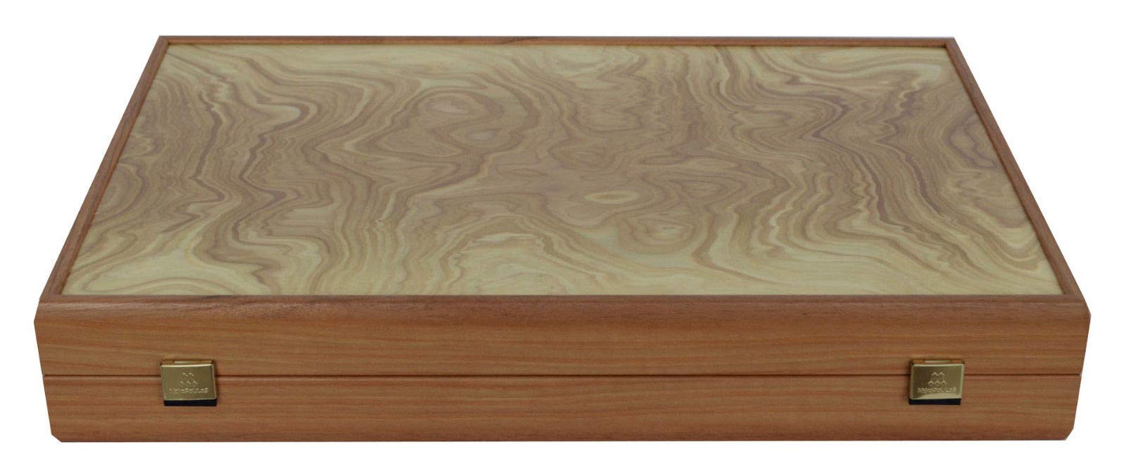 Olive Burl Backgammon Set - Hand Made in Greece - Olive Wood Checkers