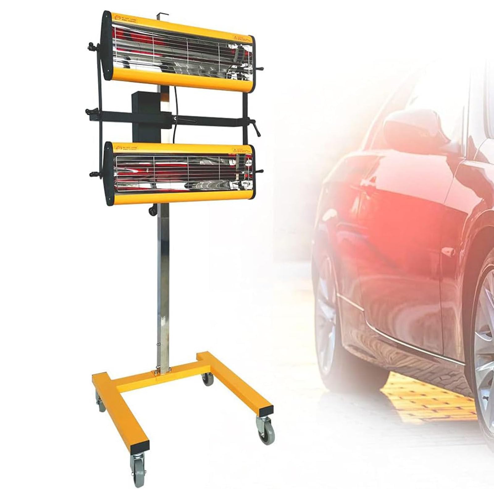 UPIKIT Baking Infrared Paint Curing Lamp - 360° Swivel Casters W/Brake, 2100W Handheld Paint Dryer - Timing Function + Temperature Adjustable, Car Bodywork Repair