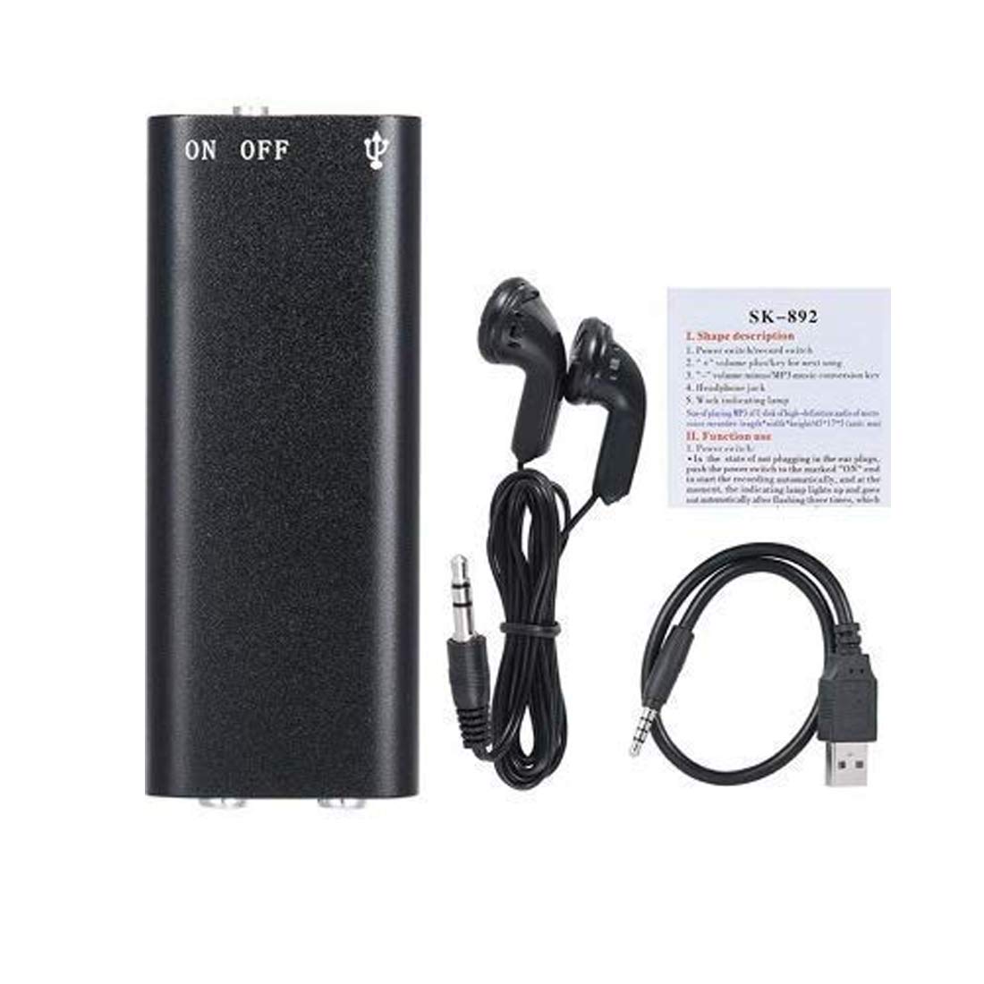 EER Micro Digital Voice Audio Recorder Device | Small Size Mini | Portable | in Built Microphone mic | Dictaphone | Without Light | 8GB | Spy Product