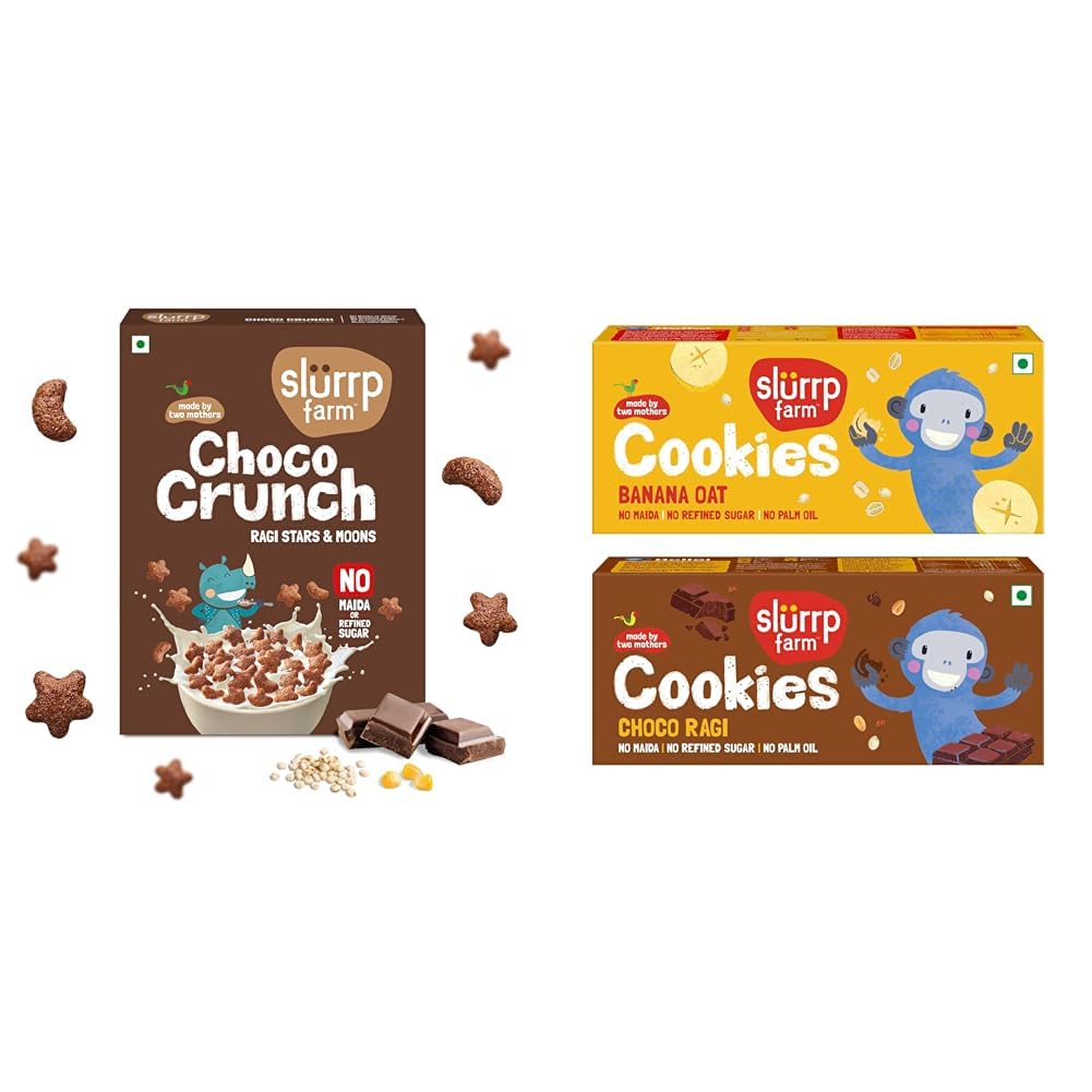 Slurrp Farm Choco Crunch Chocolate Cereal | No Maida, No Refined Sugar, No Added Colour | Ragi + Slurrp Farm No Maida No Refined Sugar Banana Oat and Choco Ragi Cookies | Healthy Cookies-image-43