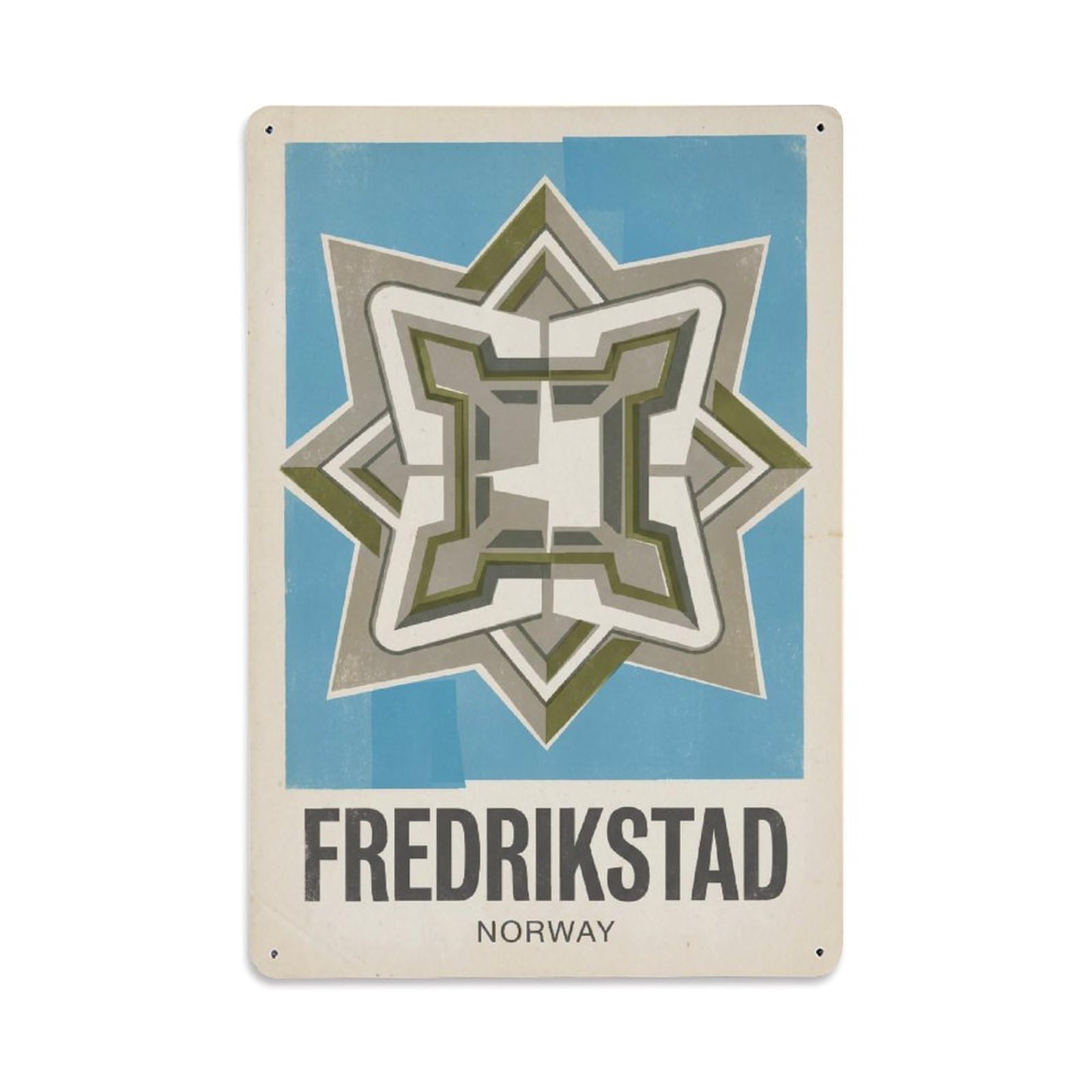 Norway Fredrikstad Vintage Metal Tin Sign
