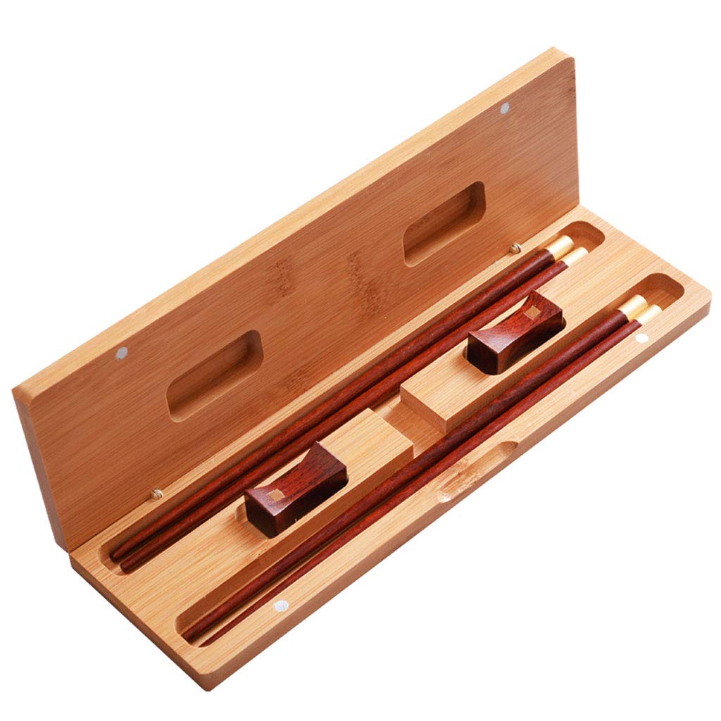 Juego de regalo de palillos reutilizables de madera con estuche, palillos japoneses redondos para sushi, palillos chinos de lujo de madera natural, palillos antideslizantes, palillos aptos para l