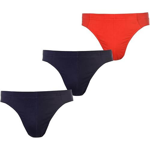 Slazenger Mens 3 Pack Briefs Underwear Elasticated Waist Navy/Navy/Red Large
