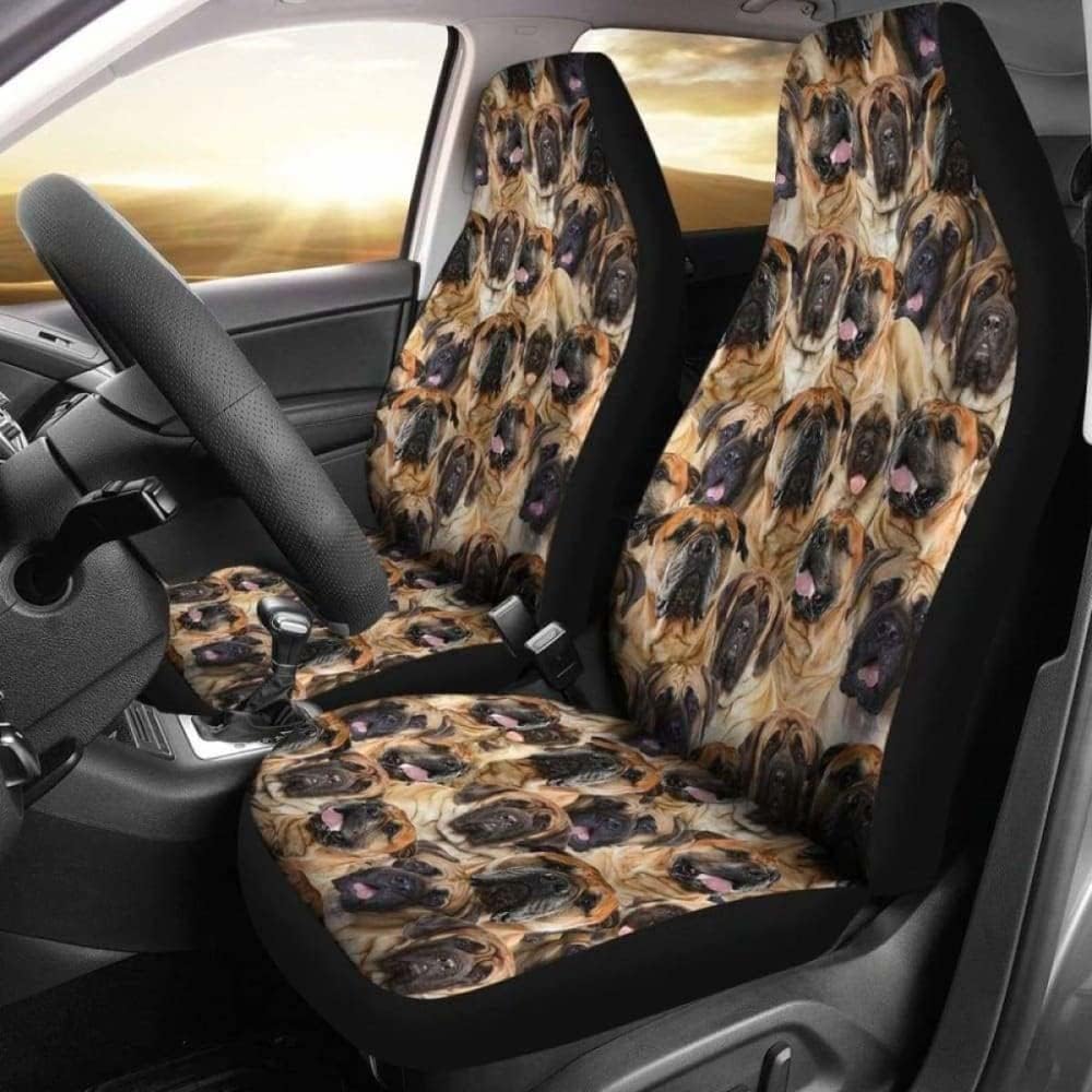 917 Fundas Asientos Coche Cara Completa del Perro Mastín Inglés, Regalo para El Amante del Perro Mastín Inglés, Mastín Inglés, Impresiones De Perros Mastín Fundas para Los Asientos 52x138 cm