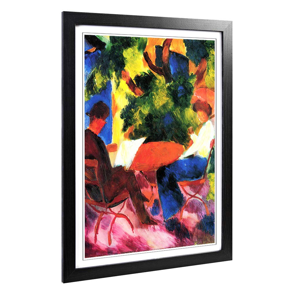 Big Box Art Framed Print of August Macke at The Garden Table Design | Wall Art Picture | Home Decor for Kitchen, Living Room, Bedroom, Hallway, Black, A2 / 24.5x18 Inch / 62x45cm