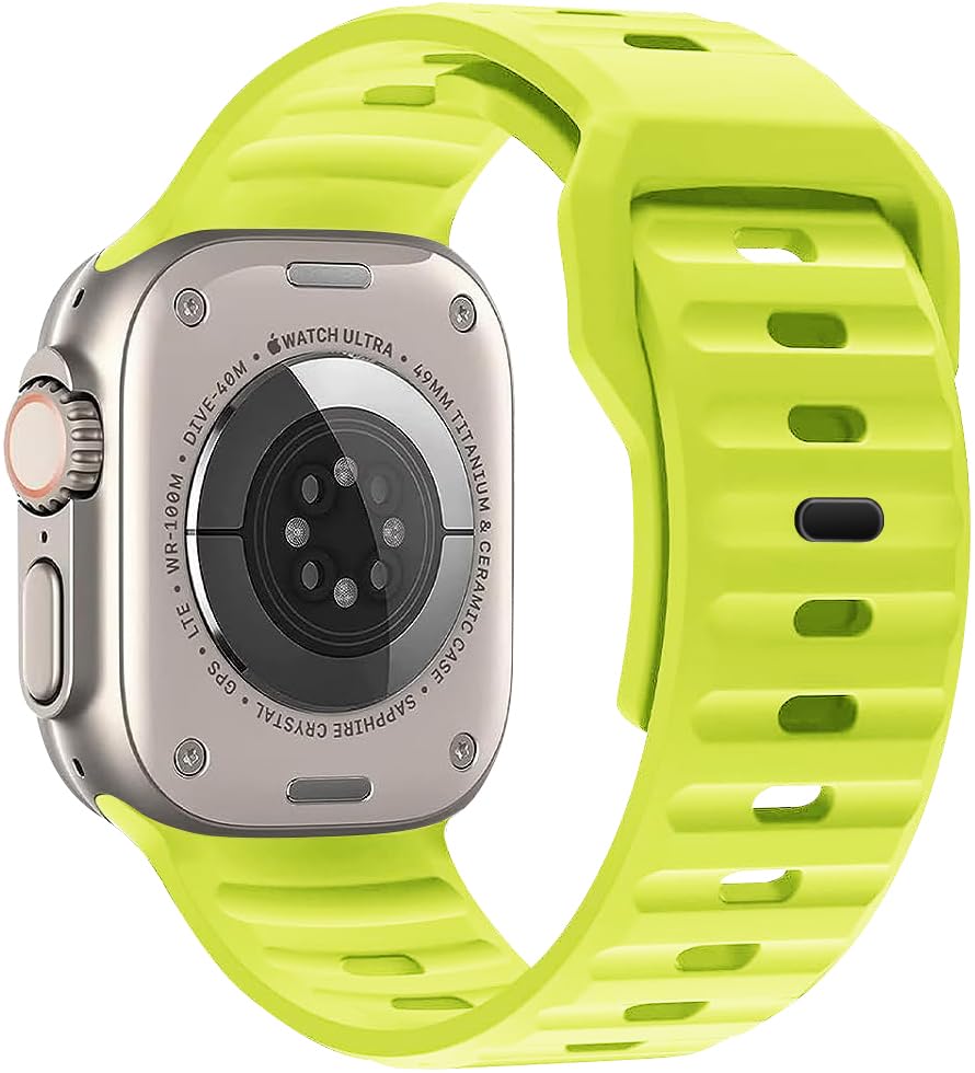 Sport Band Compatible with Apple Watch Ultra 2 Band/Apple Watch Ultra Band for Men, Waterpoof Soft Silicone Apple Watch Band 49mm 45mm 44mm 42mm 41mm 40mm 38mm for Apple Watch Series 9 8 7 6 5 4 SE