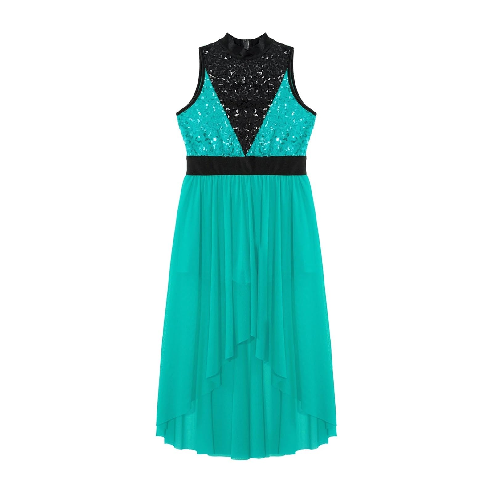 Vestido de Baile lírico for niñas y niños, Falda de Malla Alta y Baja con Lentejuelas, Mono de Baile, Vestido de actuación, Ropa de Baile Moderna for niños para Mujeres(Hot Pink,6)