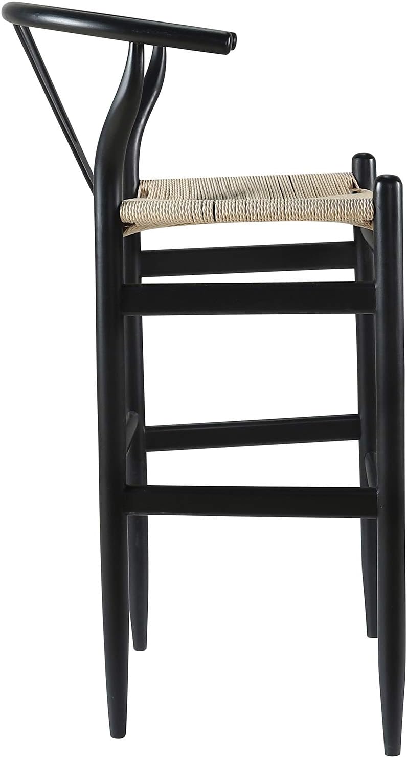 Amazon Brand – Stone & Beam Wishbone Barstool, 42.2"H, Beech Wood, Black / Natural