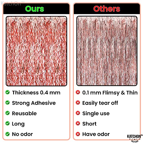 Image of KatchOn XtraLarge Wavy Rose Gold Fringe Backdrop - 3.2x6.5 Feet Pack of 2 | Wine Bachelorette Party Decorations | Birthday Decorations for Women
