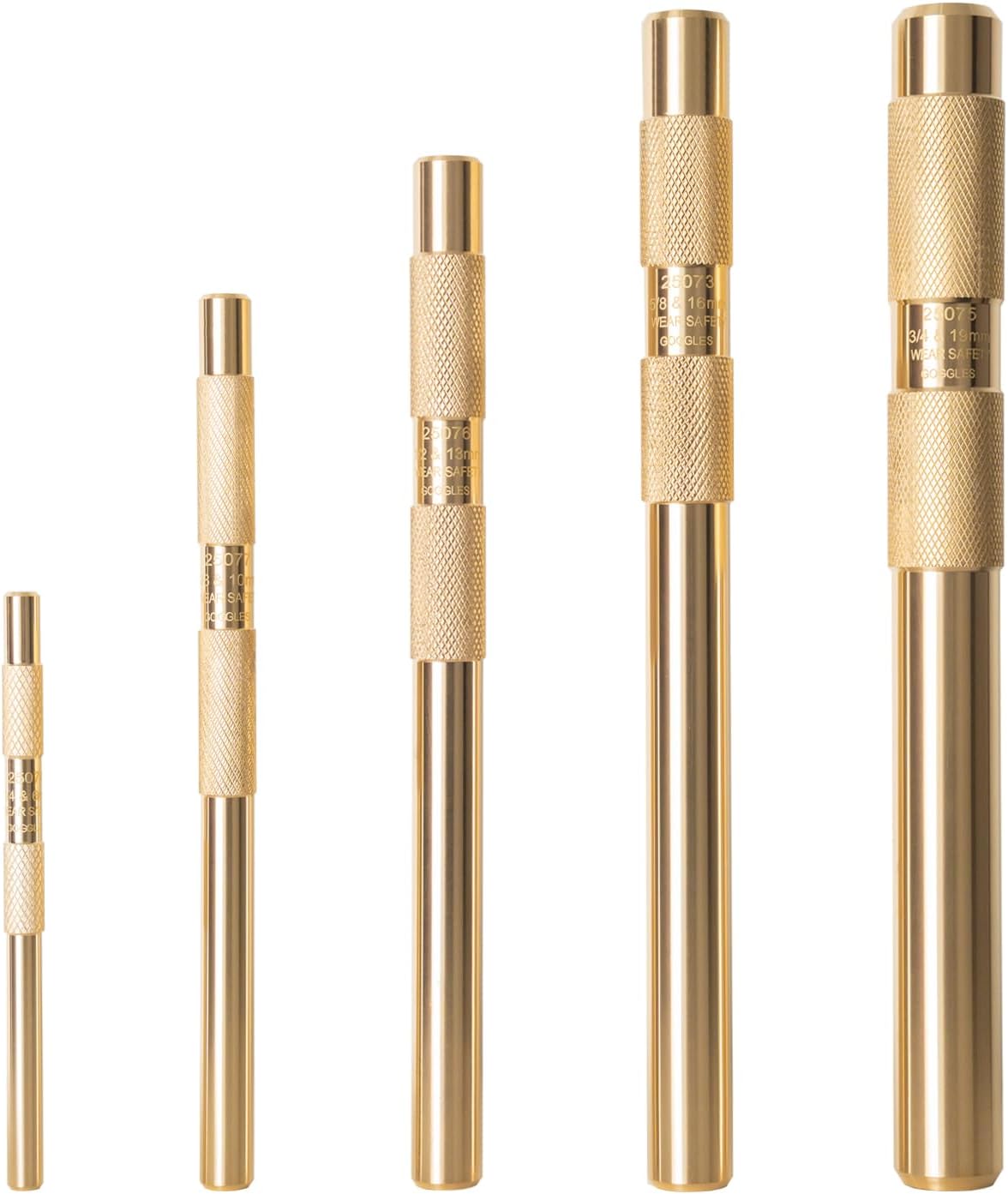 5-Piece Brass Punch Set, Removing Repair Tool, 1/4", 3/8", 1/2", 5/8", 3/4" Brass Pin Drive Punch Set, Replace 67003-MAI 045256670034
