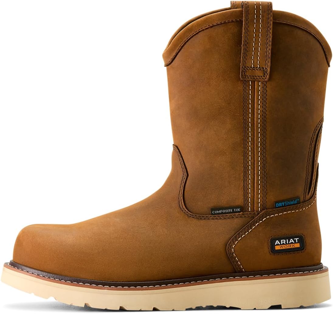 ARIAT mens Rebar Wedge Pull-on Waterproof Composite Toe Work Boot - Image 2