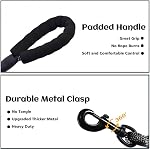 Rope Dog Leash 6.5 FT with Comfortable Padded Handle, Highly Reflective Threads, and Anti-Tangle Clip for Training Medium and Large Dogs– Outdoor Walking, Playing, Camping, Yard Use( Black )