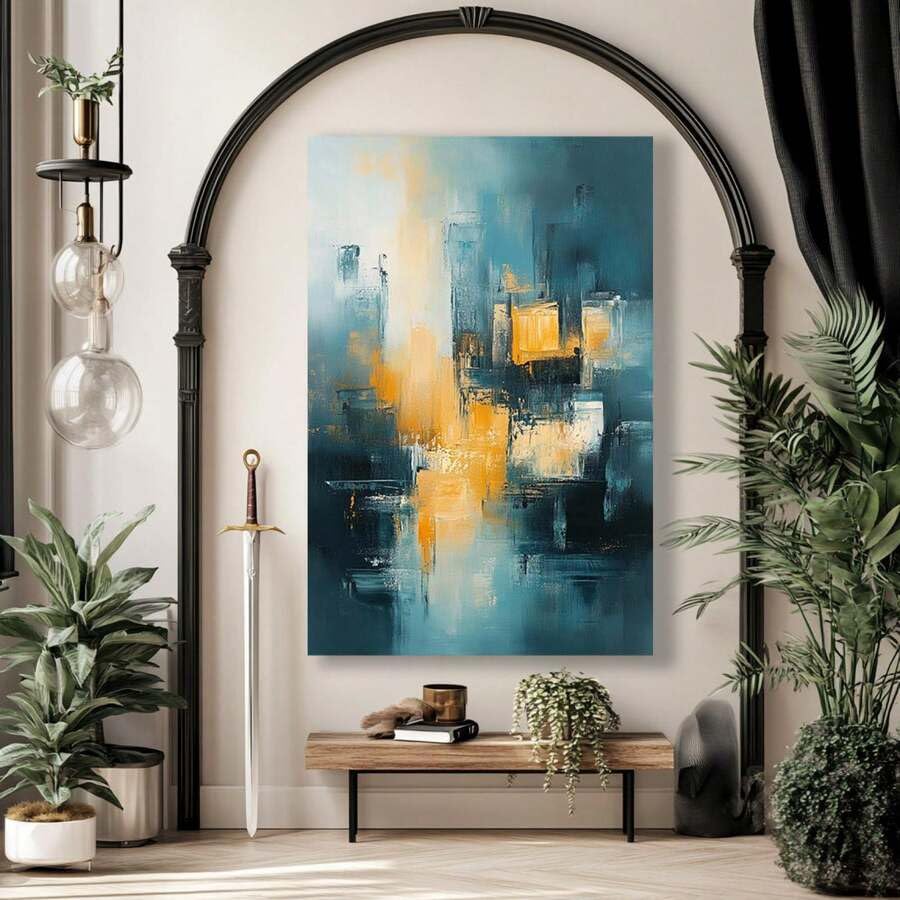 Impression sur toile paysage urbain nocturne abstrait vertical - 2