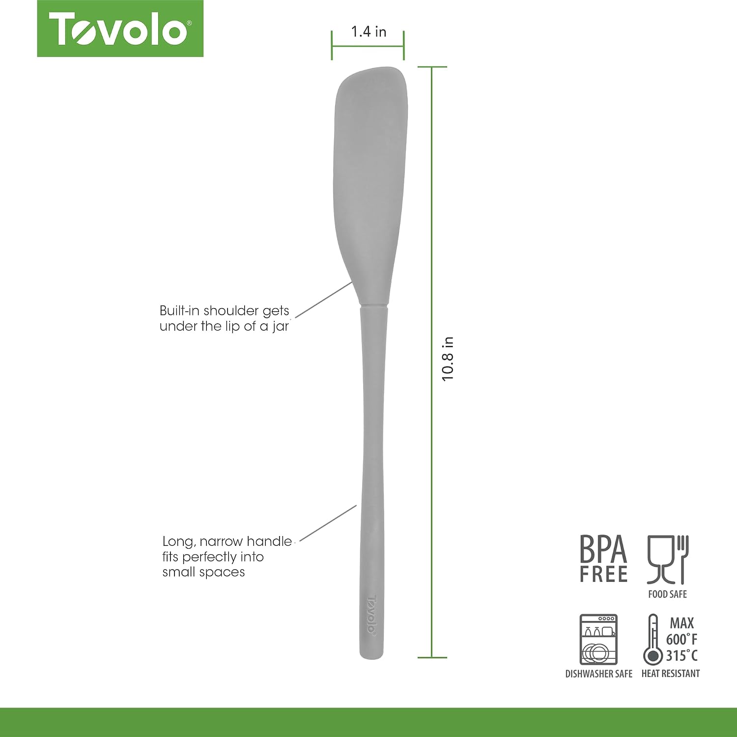 Silicone Jar Spatula Long Handled Rubber Scraping Scooping Tool for