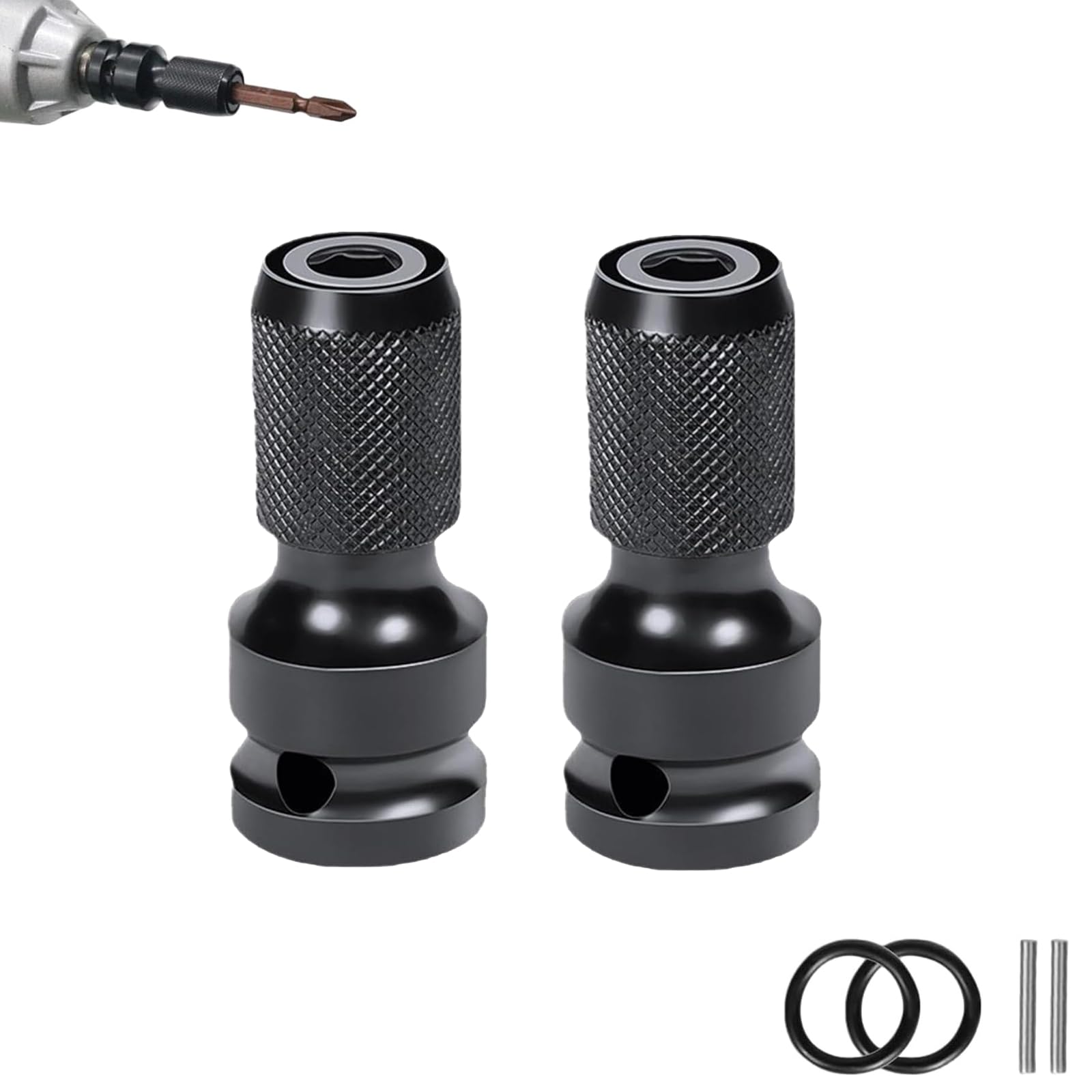 Y-M-H 1/4" Hex Shank Socket Converter,Cr-Mo Steel Square to Hex Converter,Drive Female to 1/4-Inch Hex Adapter for Impact Wrench Ratchet (2PCS)