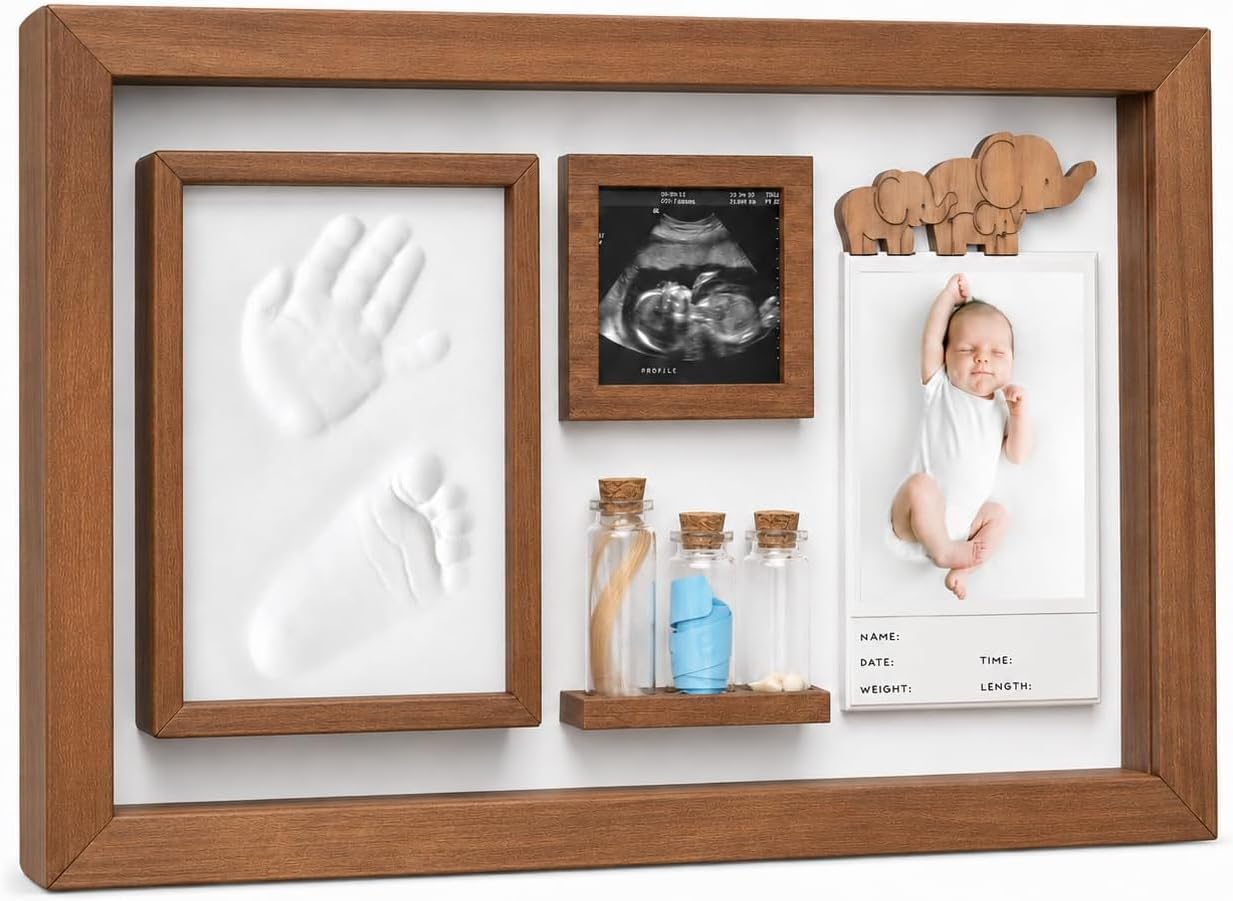 Baby Keepsake Box, Clay Baby Hand and Footprint Kit, Baby Picture Frame