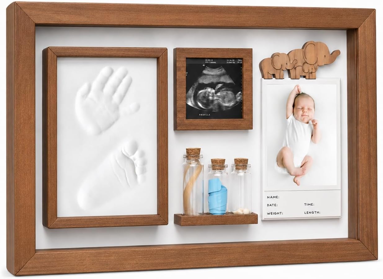 Scatola dei ricordi del bambino, kit per impronte di mani e piedi del | Scatola dei ricordi per la mamma per baby shower e registro dei piedi del bambino e impronte delle mani regalo per il primo