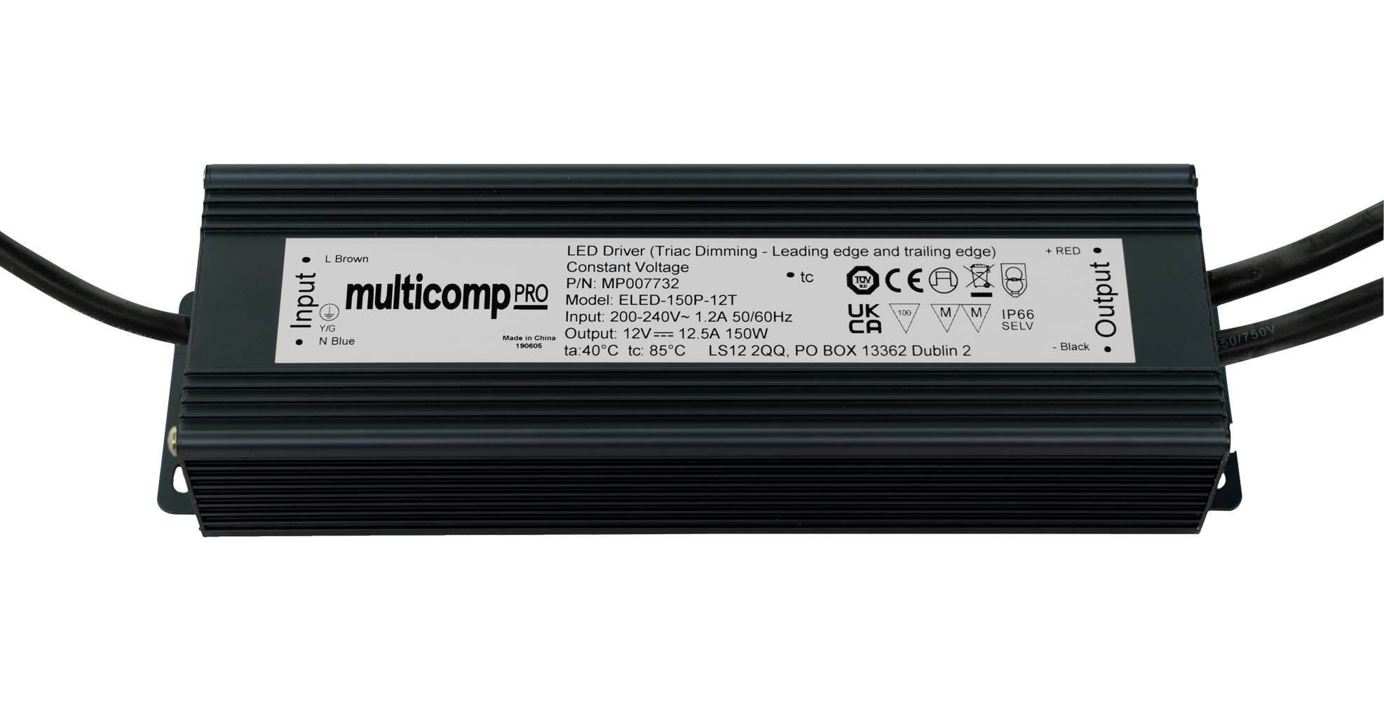 Pilote LED tension constante 150 W AC/DC transformateur ruban MP007733
