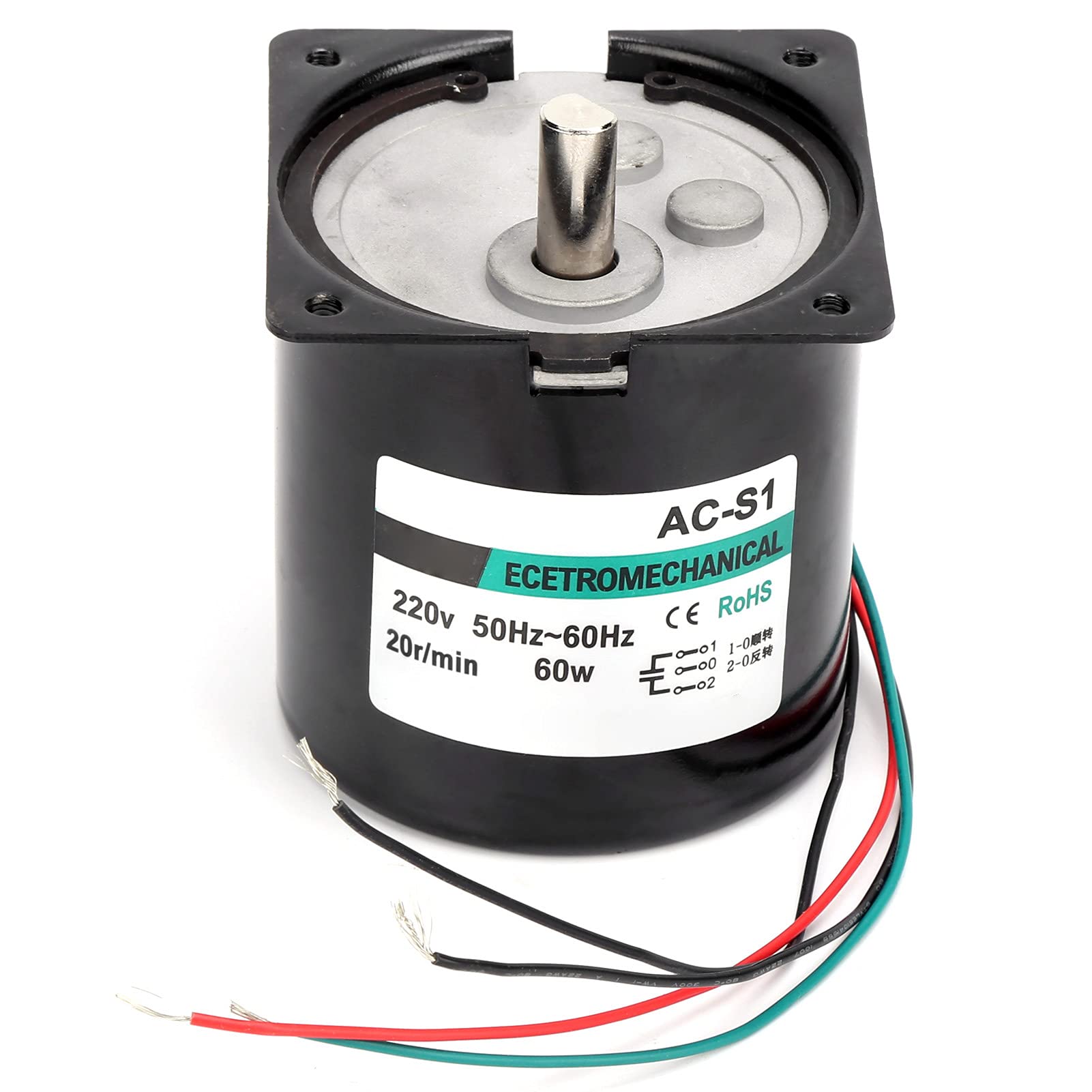 Fafeicy Motor Síncrono de AC 60 W, Motor de Imán Permanente de Alta Torsión, Micro Motor de Baja Velocidad CW/CCW con Soporte para Máquina Herramienta CNC(220 V 20 rpm/min), Motores