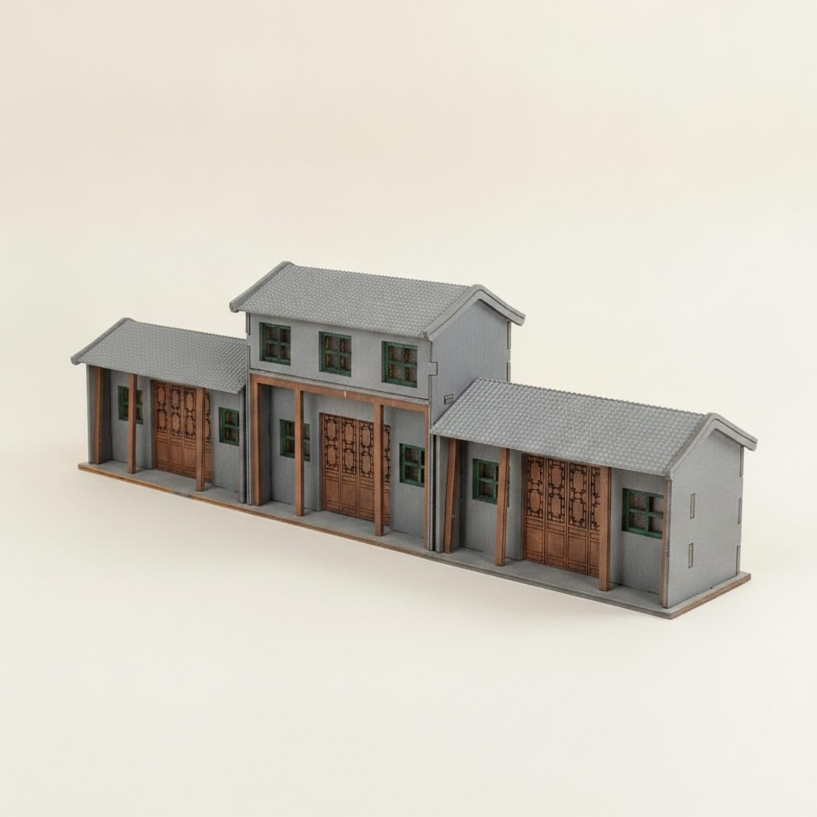 MagiDeal Miniatura Siheyuan Casa Patio Tradicional Maqueta de Edificación Histórica Kit con Paredes Texturadas y Puertas Detalladas Más Bandeja de Color y