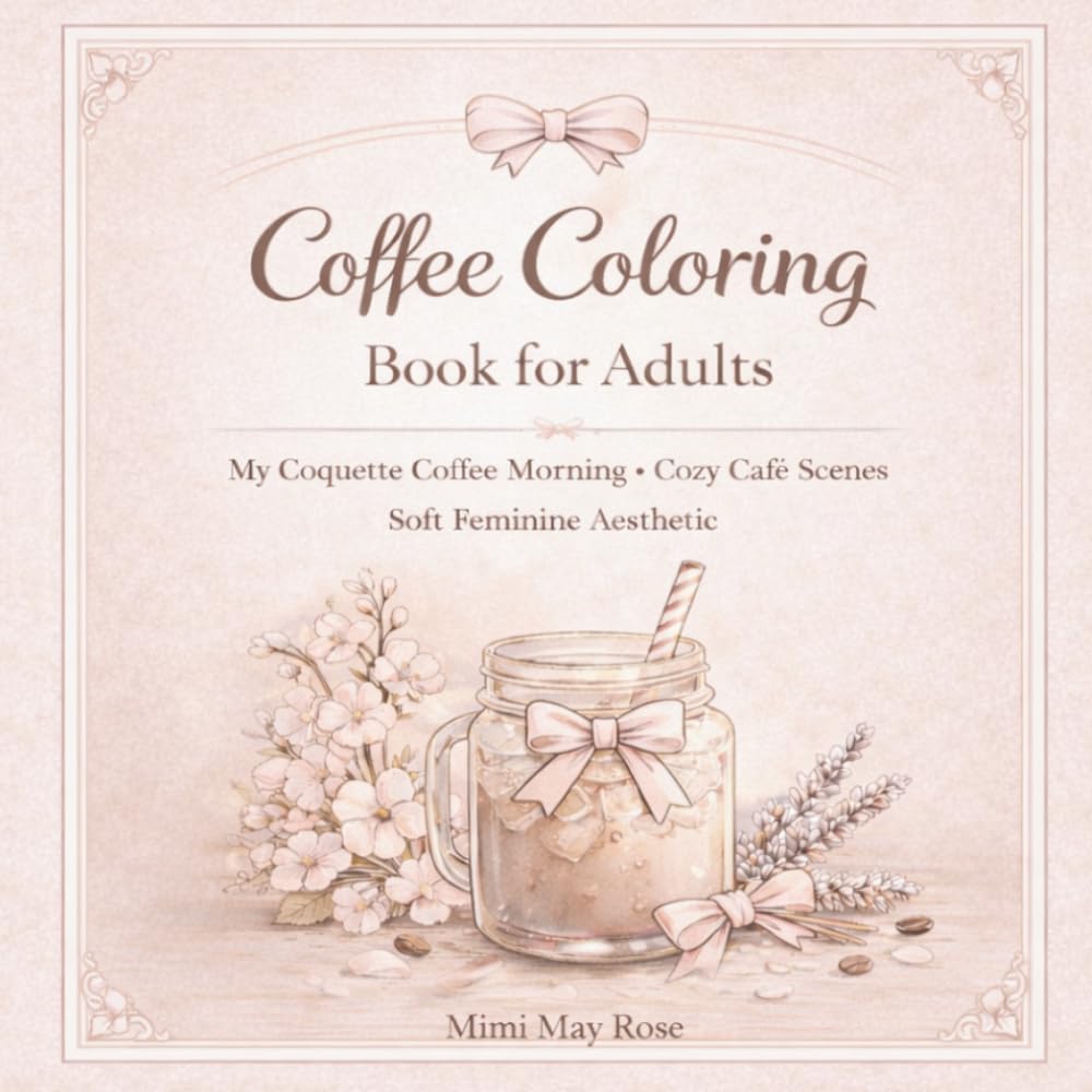 Coffee Coloring Book for Adults: My Coquette Coffee Morning, Cozy Café Scenes, Soft Feminine Aesthetic
