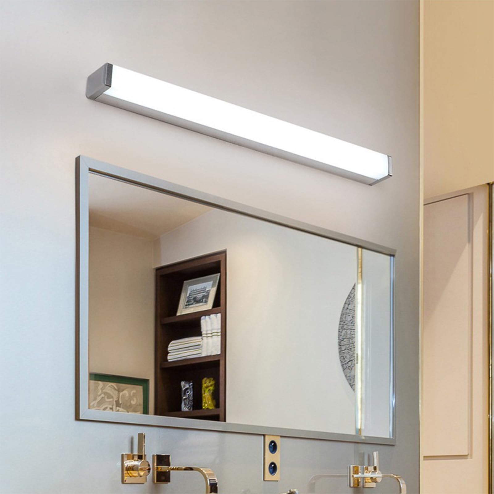 LED Spiegelleuchte Badezimmer IP44 Wasserdicht Wasserdicht Badleuchte Modern Wandleuchten Metall Aluminium Badschrank Küche Badezimmerschrank Spiegelleuchten 3000K/6500K (Silber Weißes Licht,100cm)