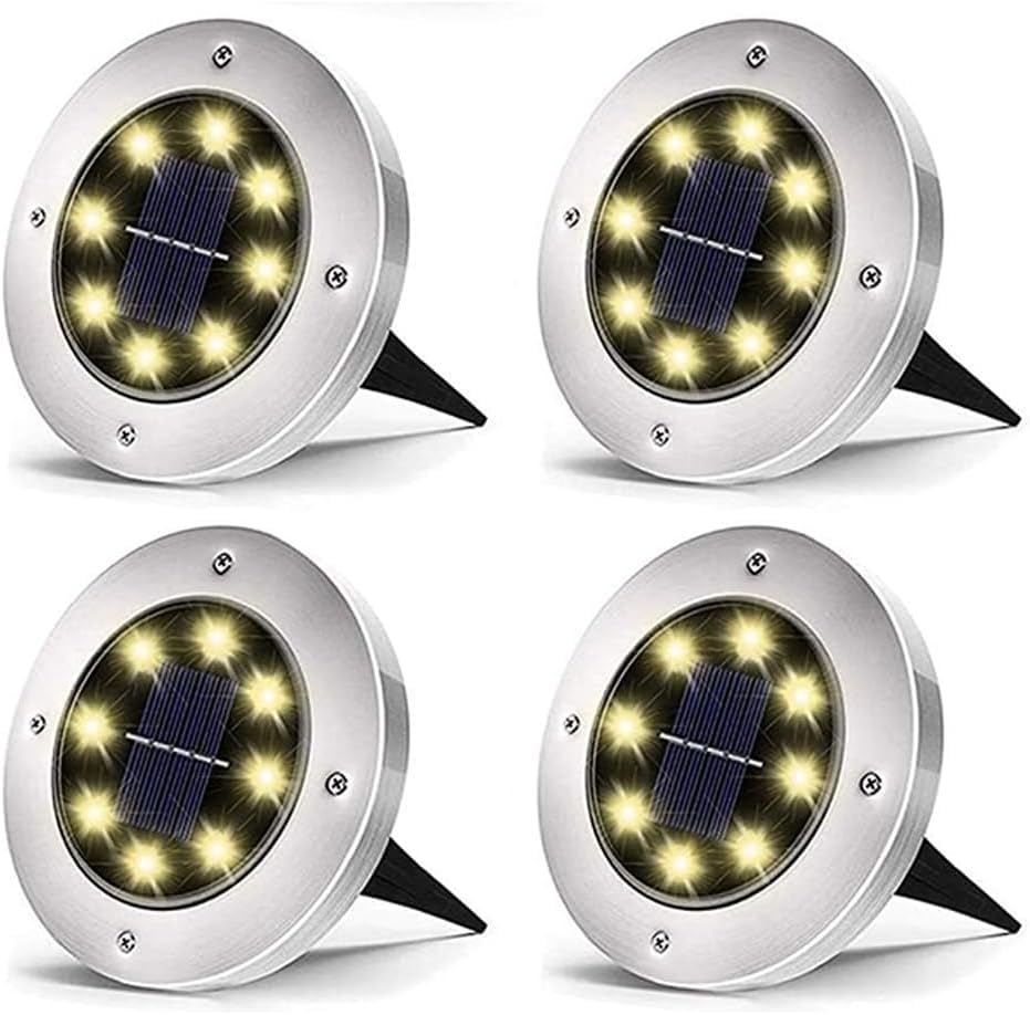 Image of INCX 6 Pack 4.6 Inch Solar Ground Lights Outdoor, Waterproof, Warm White