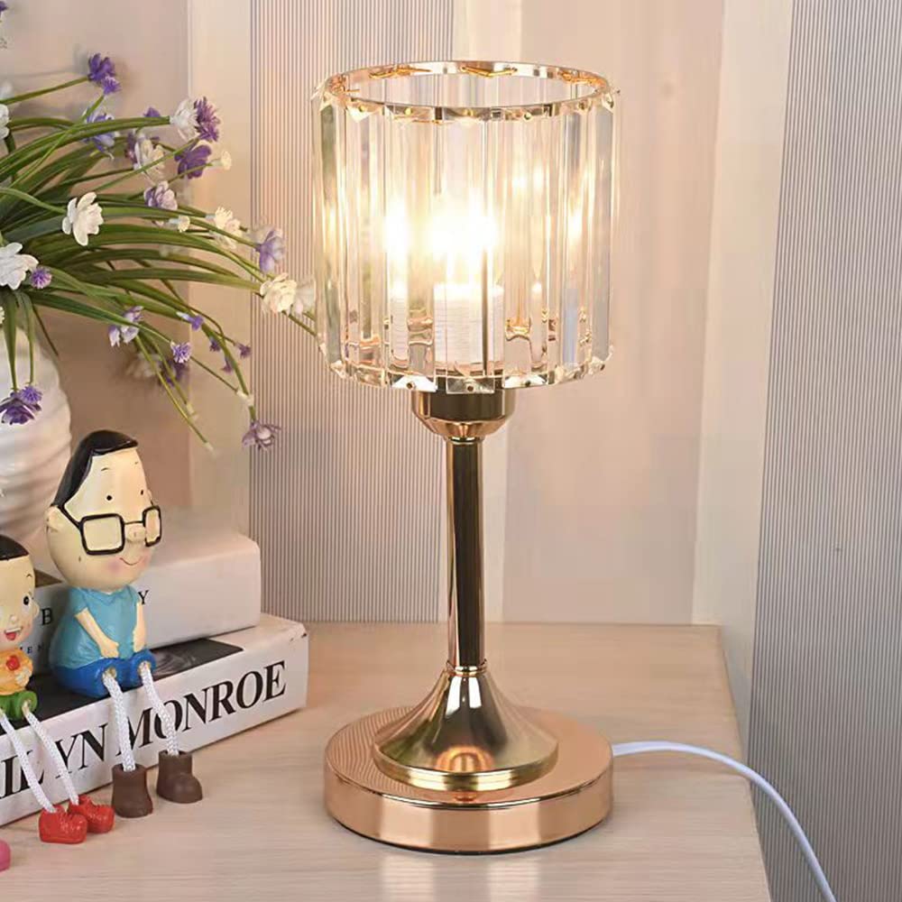 Mengjay Creativo cristal lámpara de escritorio,Lámpara de Mesa de Noche,lámparas de noche con cristal para niños dormitorio oficina sala de estar iluminación decorativa (A)