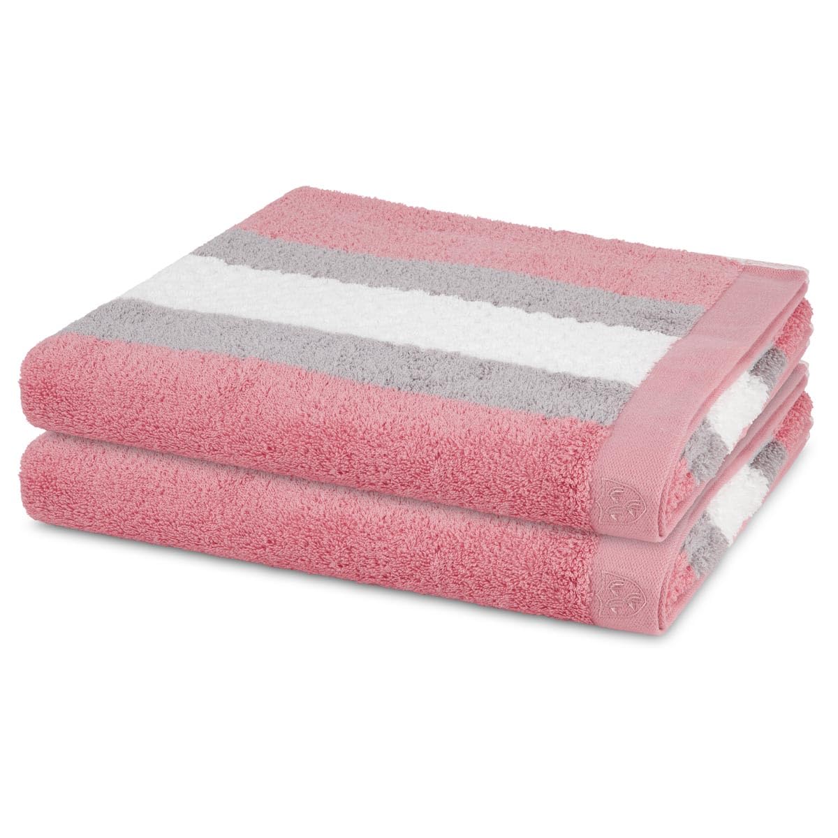 Ross Harmony 2er Set Duschtücher 70x140 cm – Garngefärbter Walkfrottee 520 g/m², Weiche Hoch-/Tief-Struktur, Saugstark & Pflegeleicht –, Zeitloses Design, 100% Baumwolle, Luxus für Ihr Bad - Altrosa