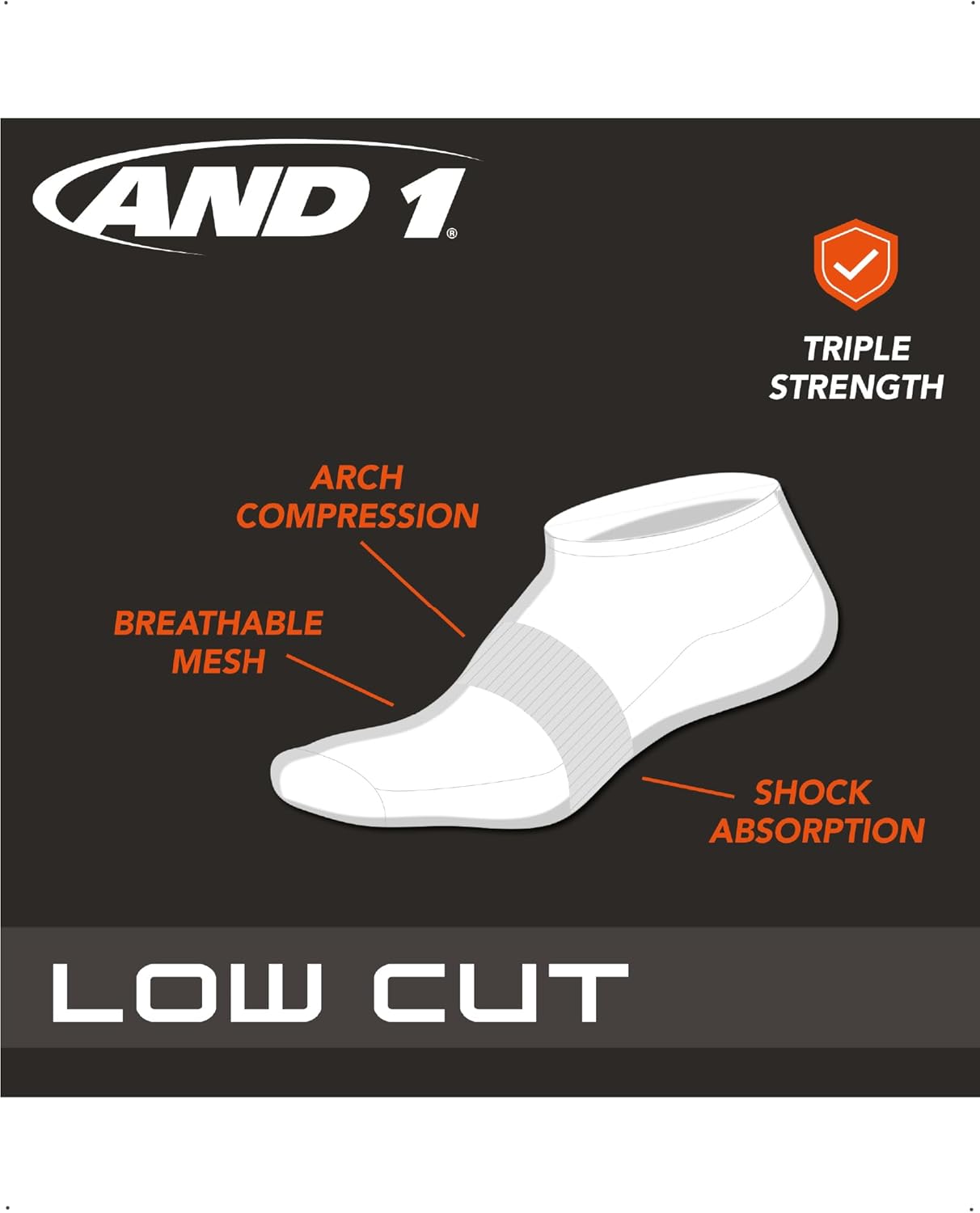 AND1 Men's Socks - Athletic Cushion Low Cut Socks (24 Pack) - Image 3