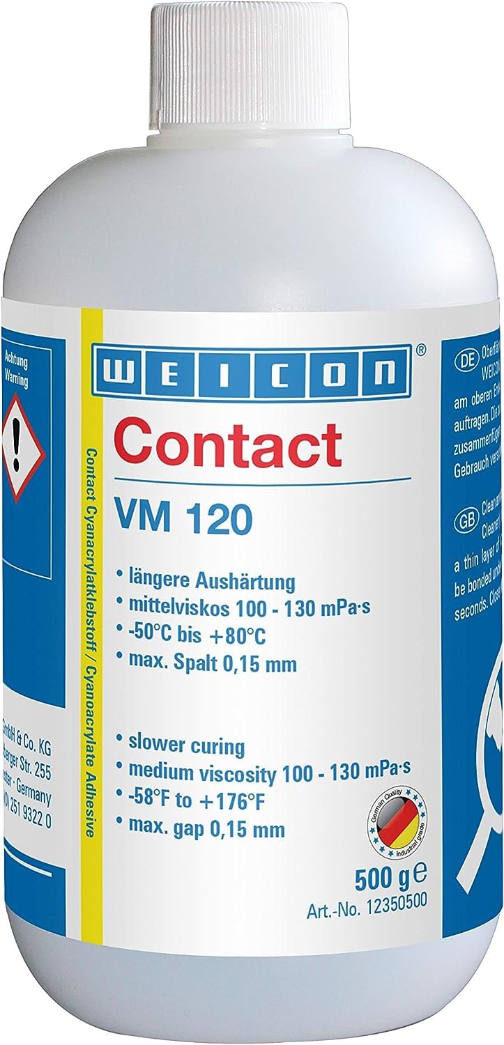 WEICON Contact VM 120 Cyanacrylatklebstoff 500 g farblos | Sekundenkleber für Metallverklebungen aller Art