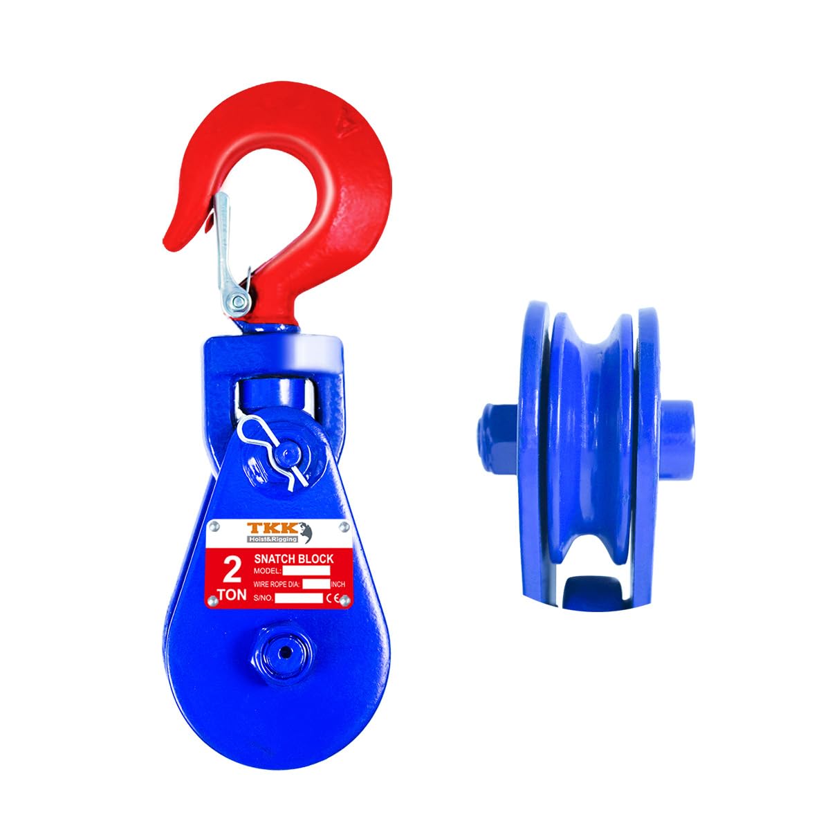 TKK 2 Ton Snatch Block with Swivel Hook, 3" Sheave for 3/8" Wire Rope - Heavy-Duty Snatch Pulley 4400lbs for Efficient Towing and Recovery Operations