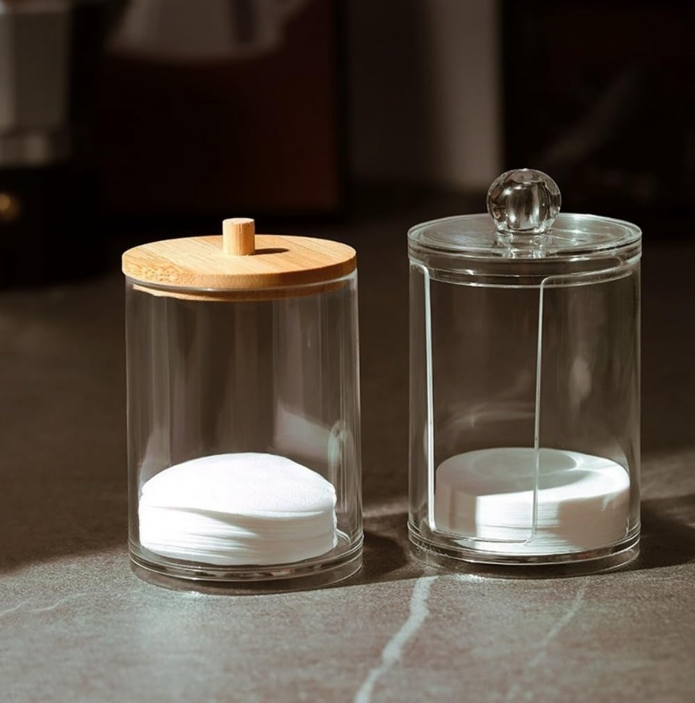 Espresso Paper Filter Holder Coffee Filter Storage Container with Lid Acrylic Coffee Filter Dispenser Compatible with 51mm/54mm/58mm Round Disposable Paper Filters (Bamboo Lid)…