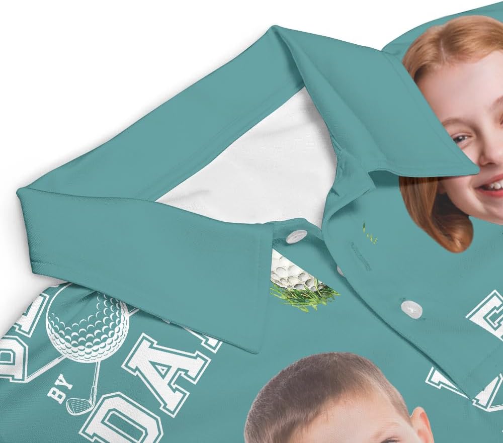 Personalized Golf Polo for Dad, Funny Best by Par with Kids’ Faces, Custom for Golfer 2025 - Image 6