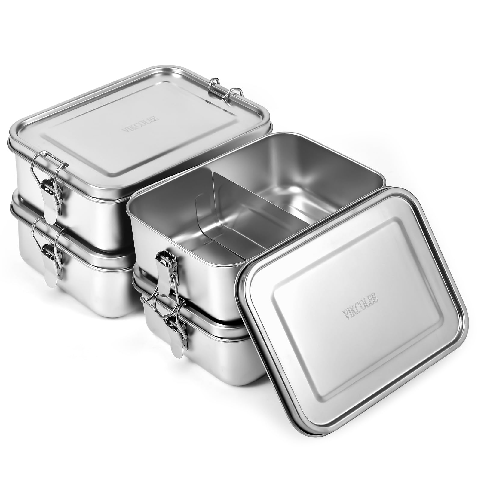 4 contenitori bento in acciaio inox, 1200 ml, contenitori per il pranzo in metallo, contenitori per il pranzo in acciaio, per casa, lavoro, campeggio