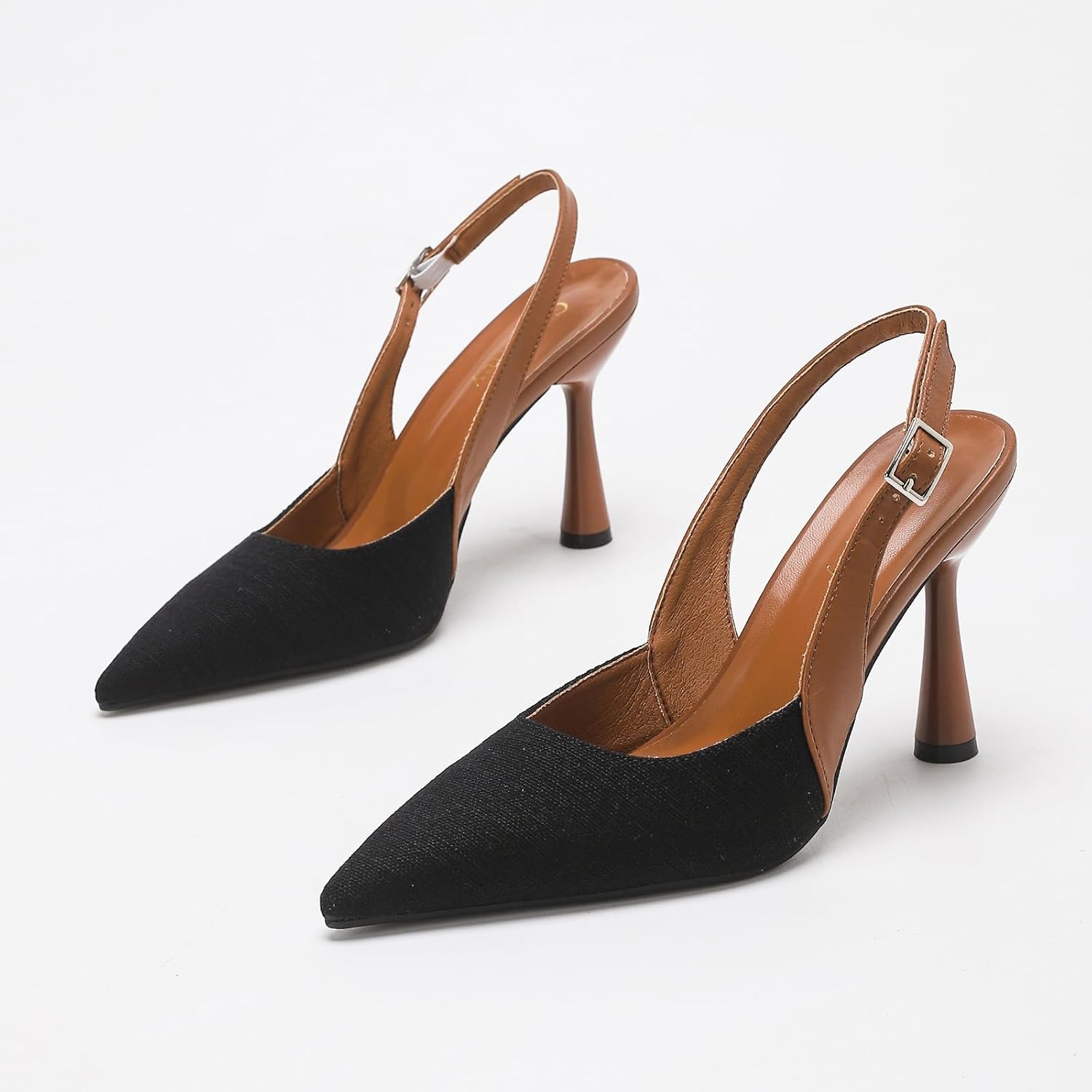 Women's Pointed Toe Slingback Pumps Stiletto Heels with Adjustable Buckle - Image 5