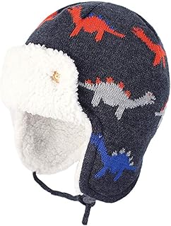Ruixia Baby,Clothing,Baby Boys 0-24m,Accessories,Hats & Caps Kids Cute Animal Trapper Hat Winter Warm Knitted Earmuff Hats with Ear Flaps and Chin Ties Toddler Earflap Beanie Hat Jacquard Ear Warmer Coif Cap Boys Girls Thicken Plush Lined Hood Cap for Age 3-6