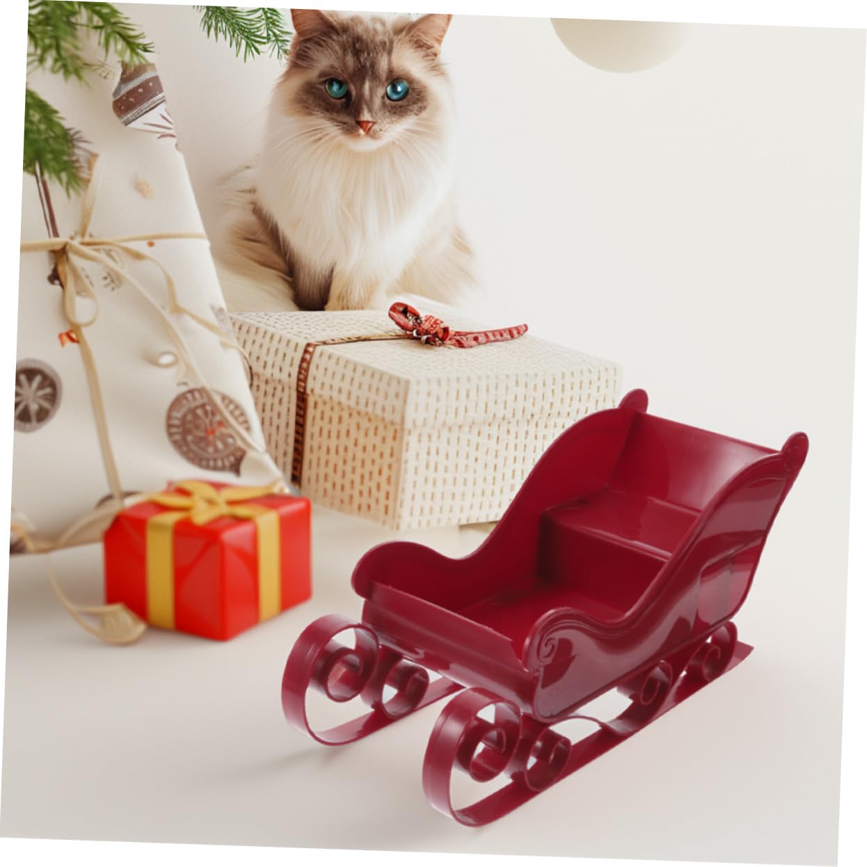 SOLUSTRE 2 Stück Rote Metall Santa Schlitten Dekoration Detaillierter Weihnachts Schlitten als Tisch Deko und Candy Dish Robuste Weihnachtsdeko für Zuhause Büro Vielseitige Festliche