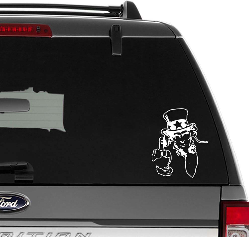Uncle Sam Military Fcuk Middle Finger Vinyl Decal Sticker For Wall Decor, Windows, Laptop, Car, Truck, Motorcycle, Vehicles (Size-8 inch/20 cm Tall) - (Gloss WHITE Color)