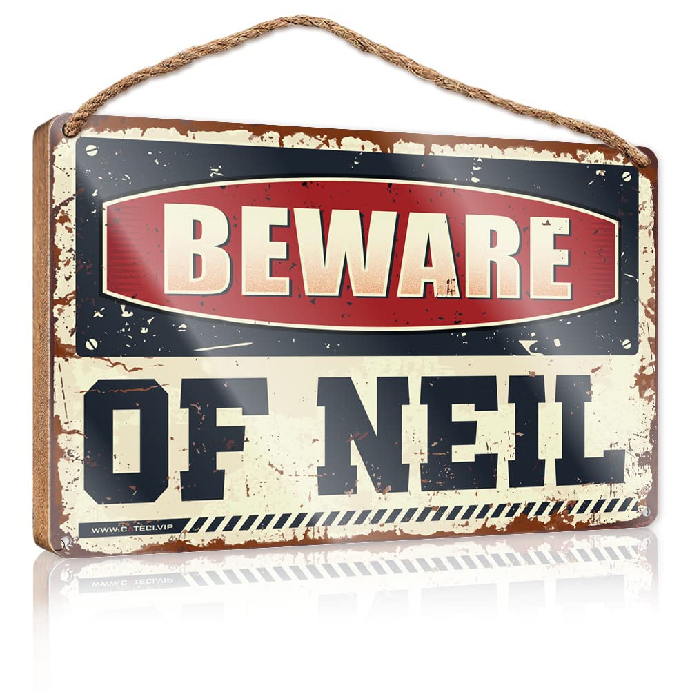 FRINTOXA Funny Man Cave Signs Beware Of Neil Wooden Sign(15X28CM)