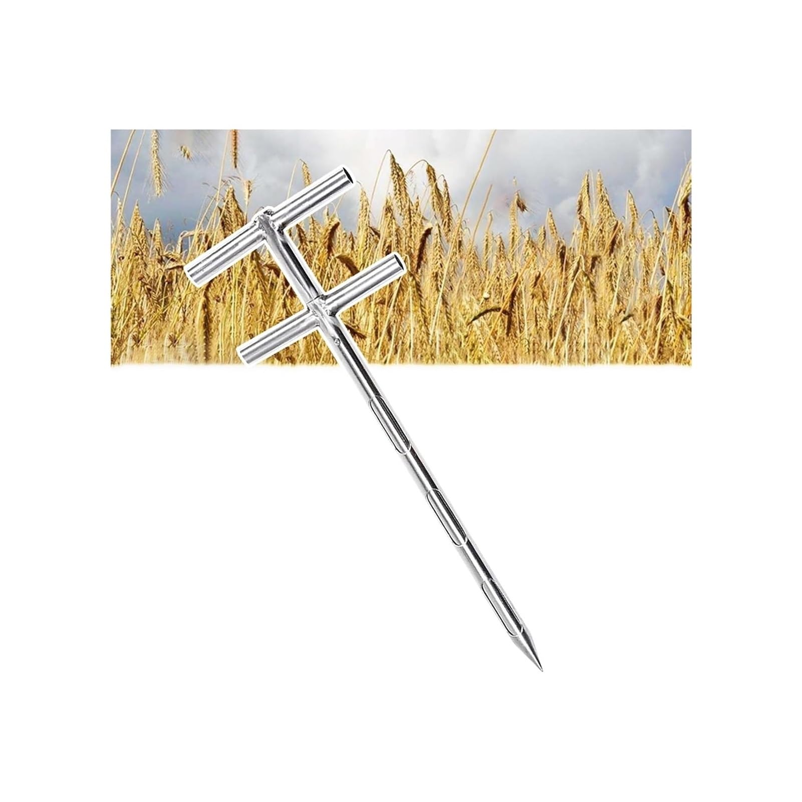 Campionatore di polvere di grano in acciaio inossidabile, sonda solida con 3 zone, 2,5 cm x 1,5 m, strumento di campionamento durevole per test di fertilizzanti in cemento alimentare