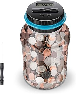 Digital Counting Money Jar, Digital Coin Counter with LCD Display Large Capacity Money Saving Box for Kids Adults as Gift on Christmas,Birthday (Blue)