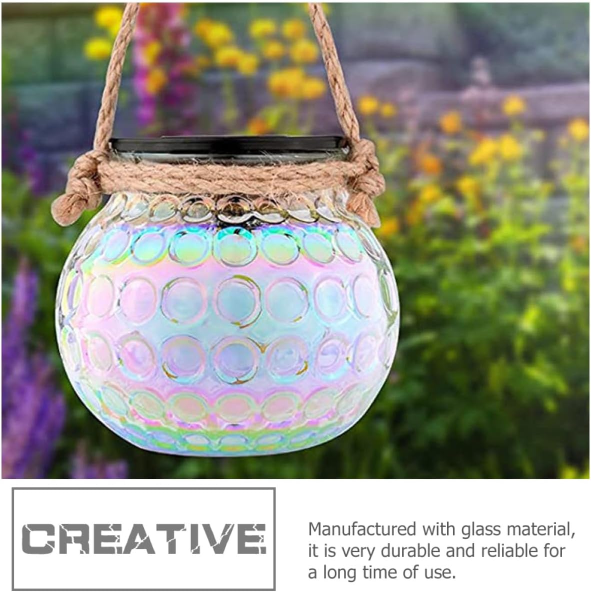 Ciieeo 2pcs Hanging Solar Lanterns Outdoor Garden Lights Waterproof Solar Jar Lamps for Patio Lawn Decor