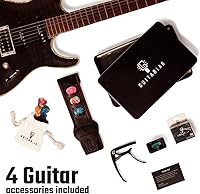 Vista 7 de Kit de Accesorios para Guitarra de Guitar Lab – Premium Caja de Metal con Correa para Guitarra, Cejilla, Afinador, Púas para Guitarras Acústicas